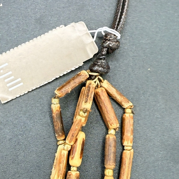 J. Jill Gold And Brown Multi Strand Necklace With A Metal Pendant - Picture 5 of 8